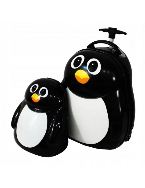 KIDS COLLECTION  walizka podróżna z plecaczkiem pingwinek