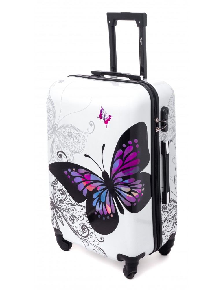 Średnia walizka podróżna DUBAJ COLLECTIONŚrednia walizka podróżna DUBAJ COLLECTION BIAŁY MOTYL